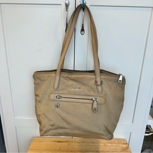Coach Beige Tote with Silver Accents